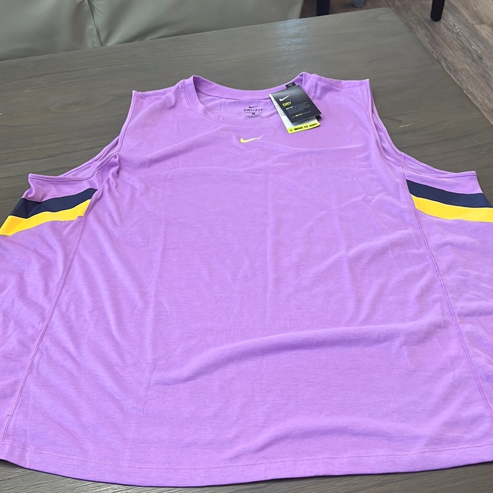NWT! Nike purple sleeveless tee with stripe detail under arms/on sides